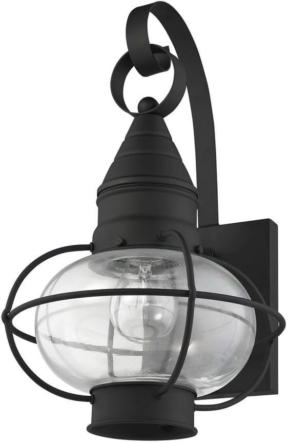 Livex Lighting 26901-04 Transitional One Light Outdoor Wall Lantern from Newburyport Collection in Black Finish, 8.75