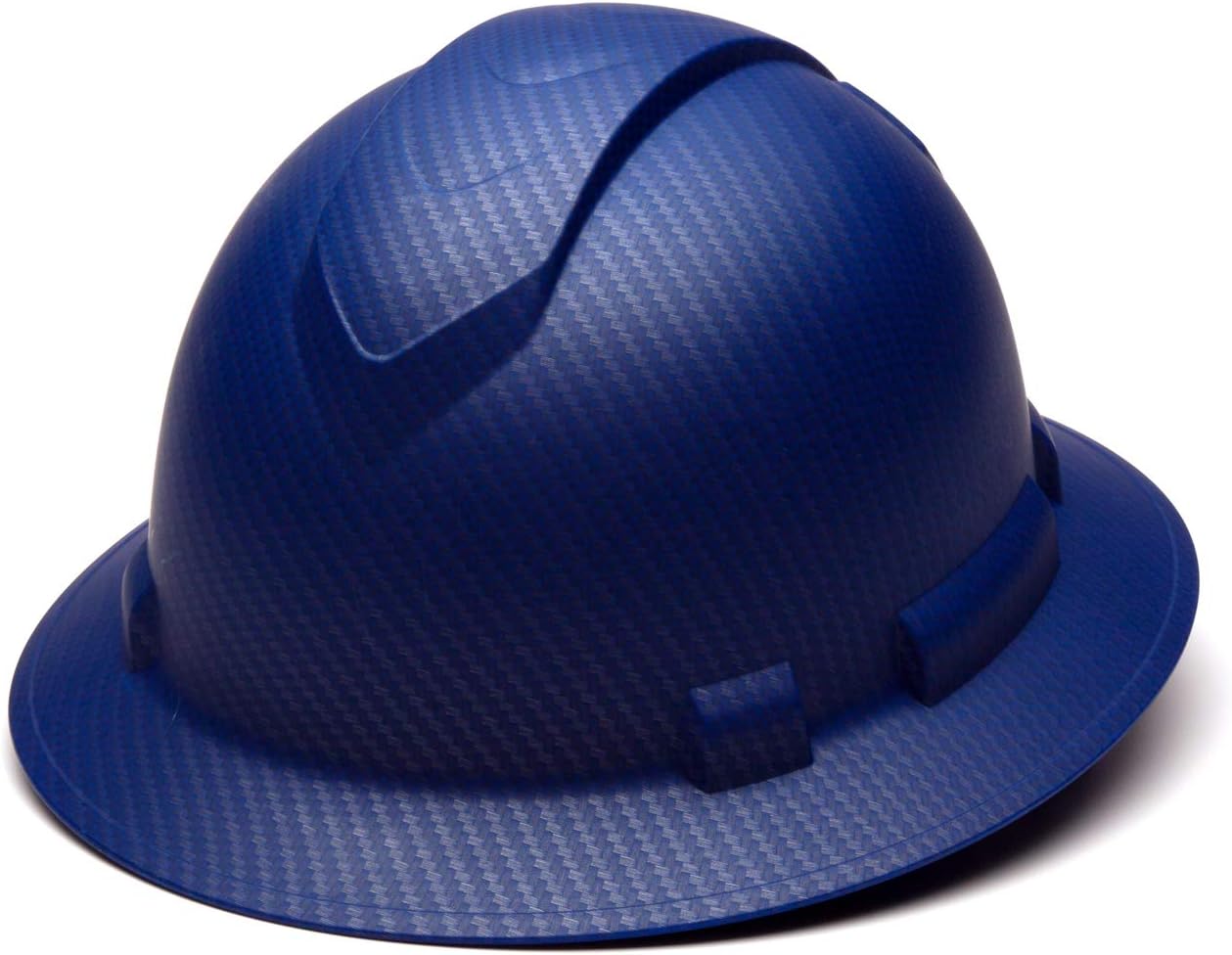 Pyramex Ridgeline Full Brim Hard Hat 4 Point Ratchet Matte Blue Pattern