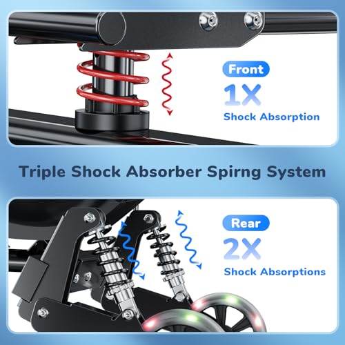 isinwheel K5 Hoverboard Seat Attachment with 3*Shock Absorbers& 2*Glowing Wheels, Thickened GoKart Kit Hoverboard Accessory More Stable for 6.5