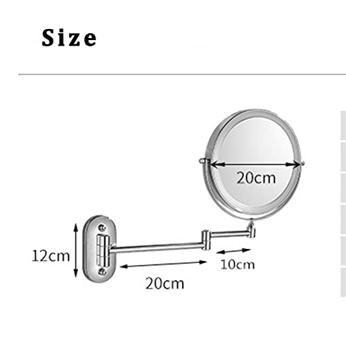 Wall Mounted LED Magnifying Mirror Two Sided Vanity Bathroom Mirror 360° Swivel Rotating Head Extending Folding 10x Magnification Stainless Steel Chrome Finish (Gold USB 5X)