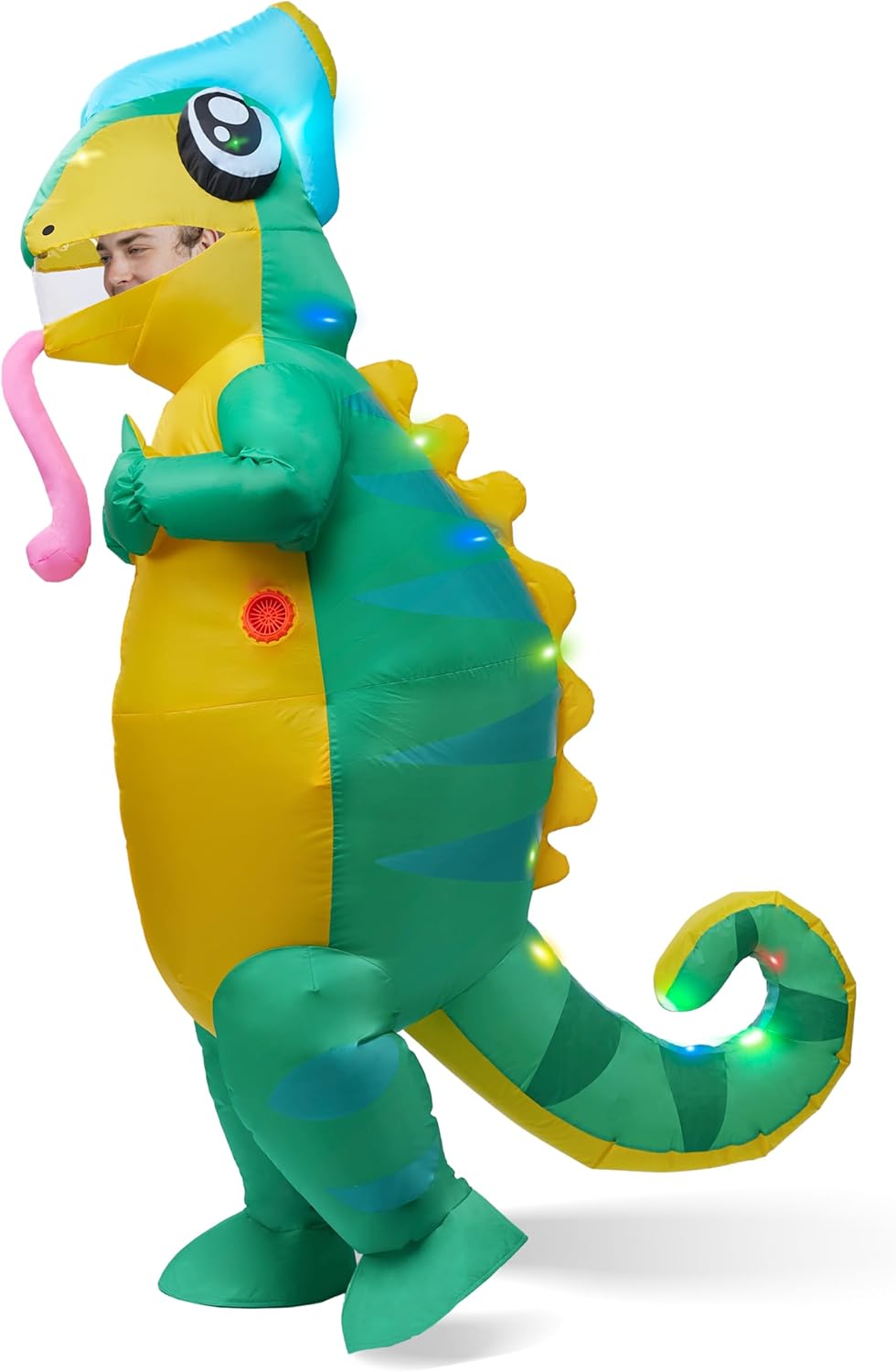 Spooktacular Creations Adult Inflatable Costume Full Body Light-up Chameleon Air Blow-up Deluxe Halloween Costume