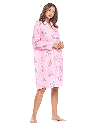 Casual Nights Women's Printed Micro Fleece Zip Up Long Sleeve Sleepwear Duster Robe