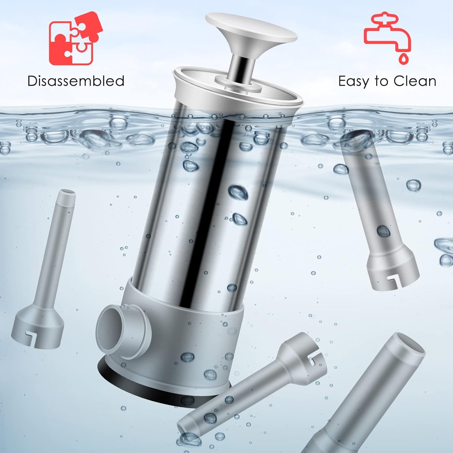 Stainless Steel Vertical Sausage Stuffer and Sausage Maker w/4 Stuffing Tubes, Manual Sausage Stuffer Machine(2.2LB)