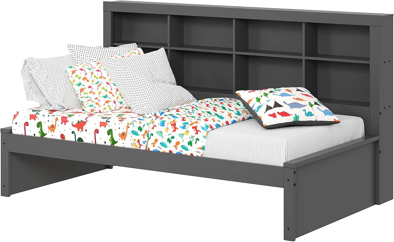 Donco Kids Twin Modern Bookcase Daybed in Dark Grey Finish