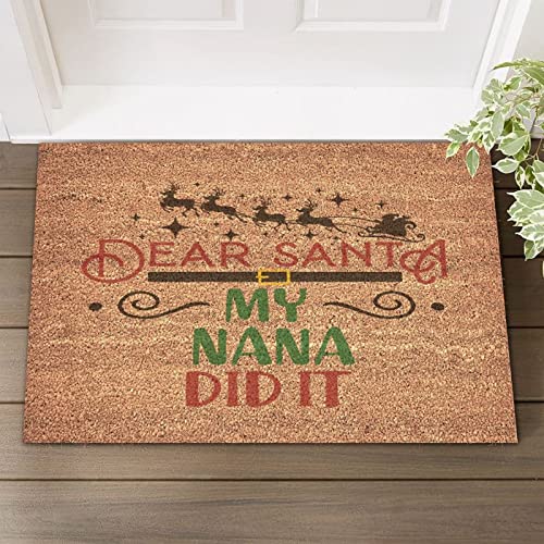 Shoes Off Doormat Funny Cool Christmas Family Snow Xmas Santa Lover Standard Welcome Mat with Heavy Duty Dear Santa My Father Did It Coir Mat Home Entryway Farmhouse Decor Housewarming Gift 24x36in