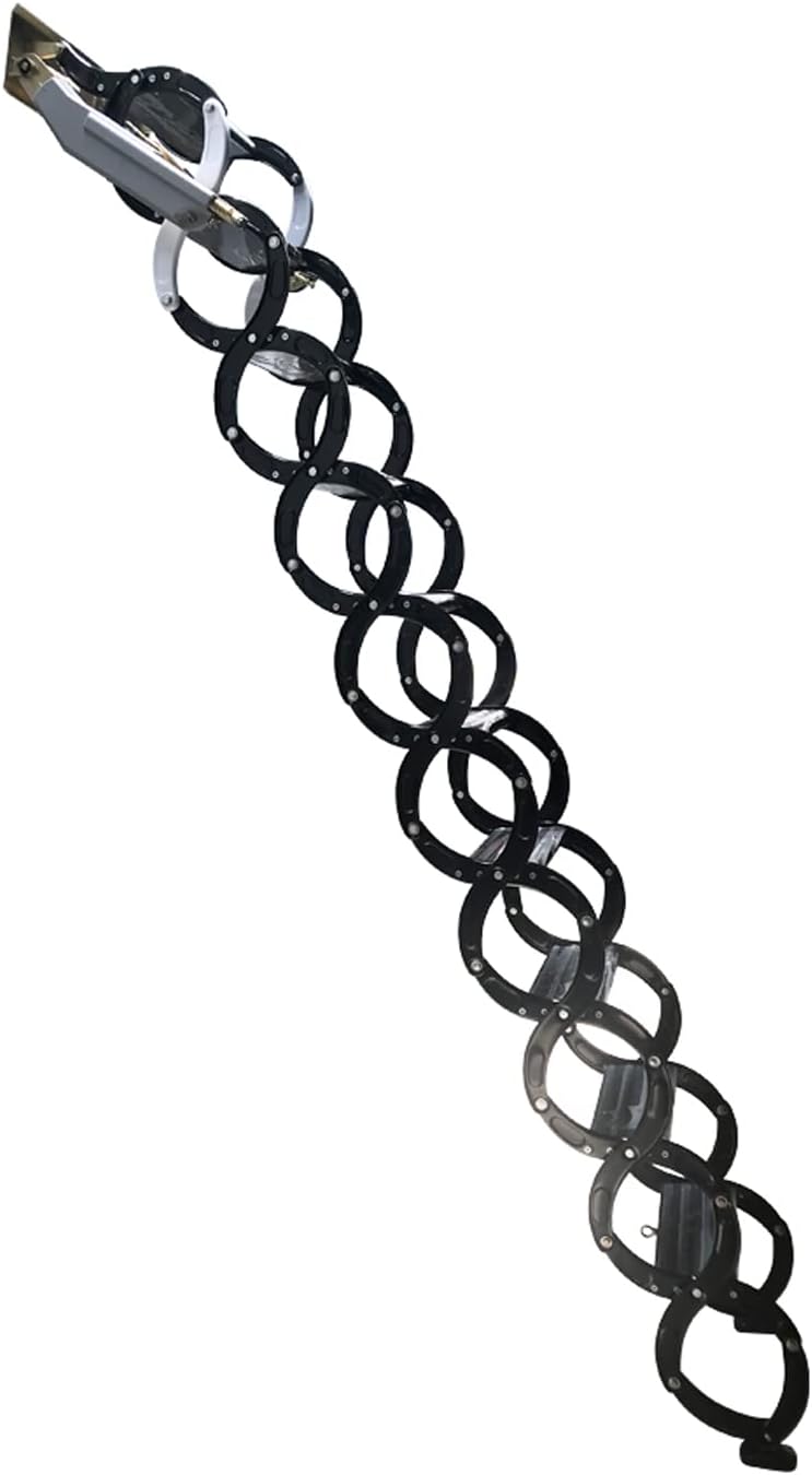 TECHTONGDA Folding Attic Ladder Pull Down Attic Stairs, Narrow Wall-mounted Attic Steps, Retractable Loft Ladder Stairs, 12 Steps Alloy Attic Access Ladder, 9.8feet Max Vertial Height, Folding Stairs