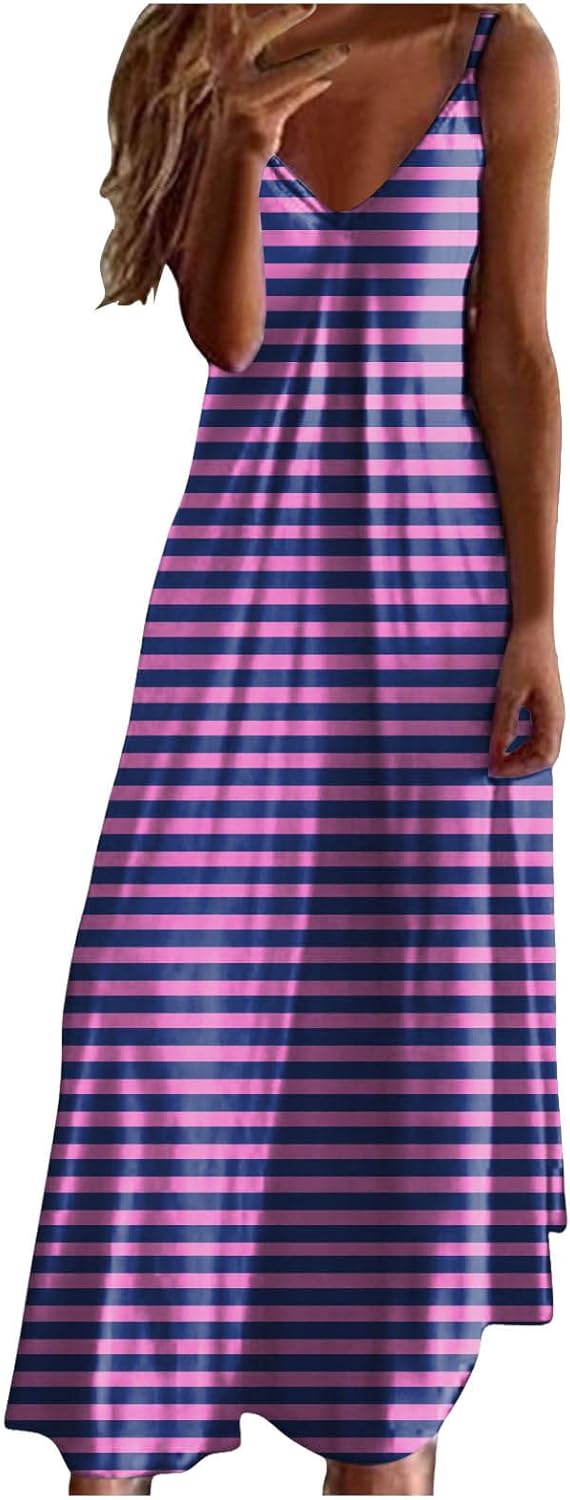 XJYIOEWT Mother of The Bride Dresses for Wedding with Pockets,Women Summer Sexy V Neck Suspender Long Dress