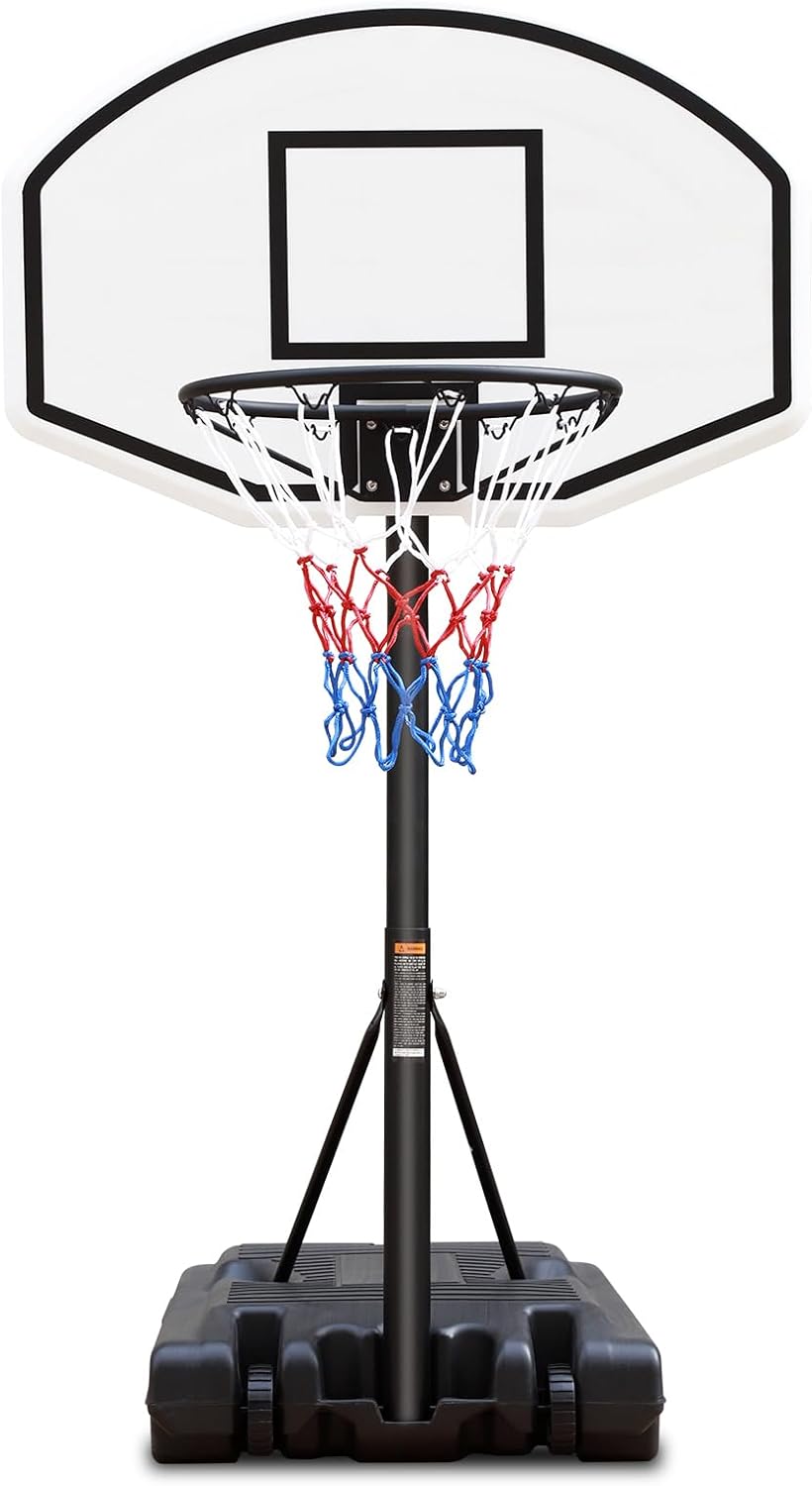Pool Basketball Hoop, 3.1-4.7ft Easy Adjustable Basketball Goal, Portable Poolside Basketball Hoop & Goal System for Indoor Outdoor Use
