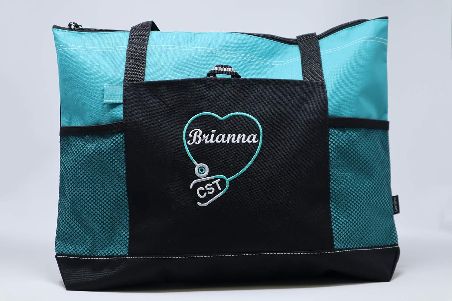 Personalized Nurse, CNA, RN, LPN Embroidered Tote Bag with Mesh Pockets