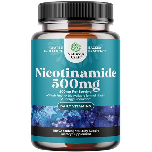 Vitamin B3 Niacinamide 500mg Capsules - Mitochondrial Energy and Potent Skin Supplement - AKA Vitamin B3 Niacin 500mg Flush Free and Nicotinamide 500mg - Flush Free Niacin Supplement - 240 Count