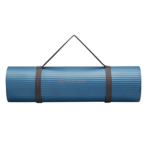 Gaiam Extra-Thick Yoga Fitness Mat and Exercise Mat with Non-Slip Texture and Easy Carry Strap