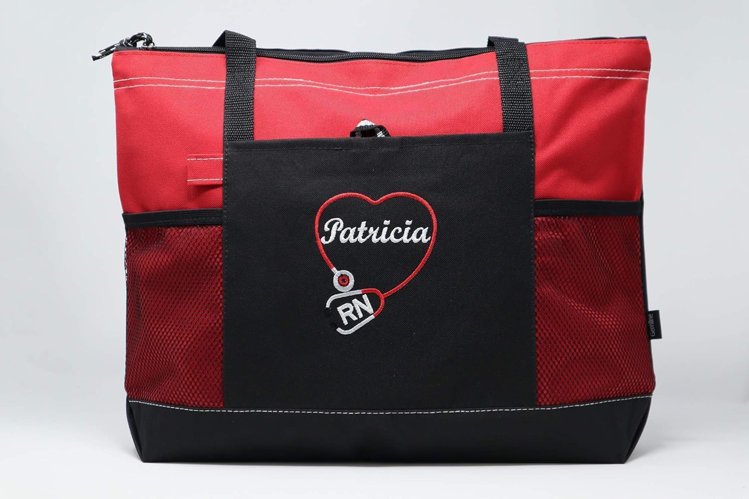 Personalized Nurse, CNA, RN, LPN Embroidered Tote Bag with Mesh Pockets