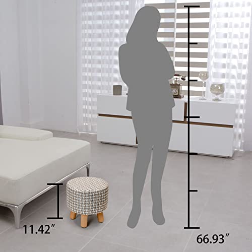 H&B Luxuries Fabric Round Padded Ottoman Foot Rest Stool