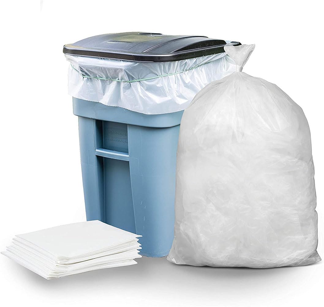 Plasticplace - W33LDC1 33 Gallon Trash Bags │ 1.2 Mil │ Clear Heavy Duty Garbage Can Liners │ 33