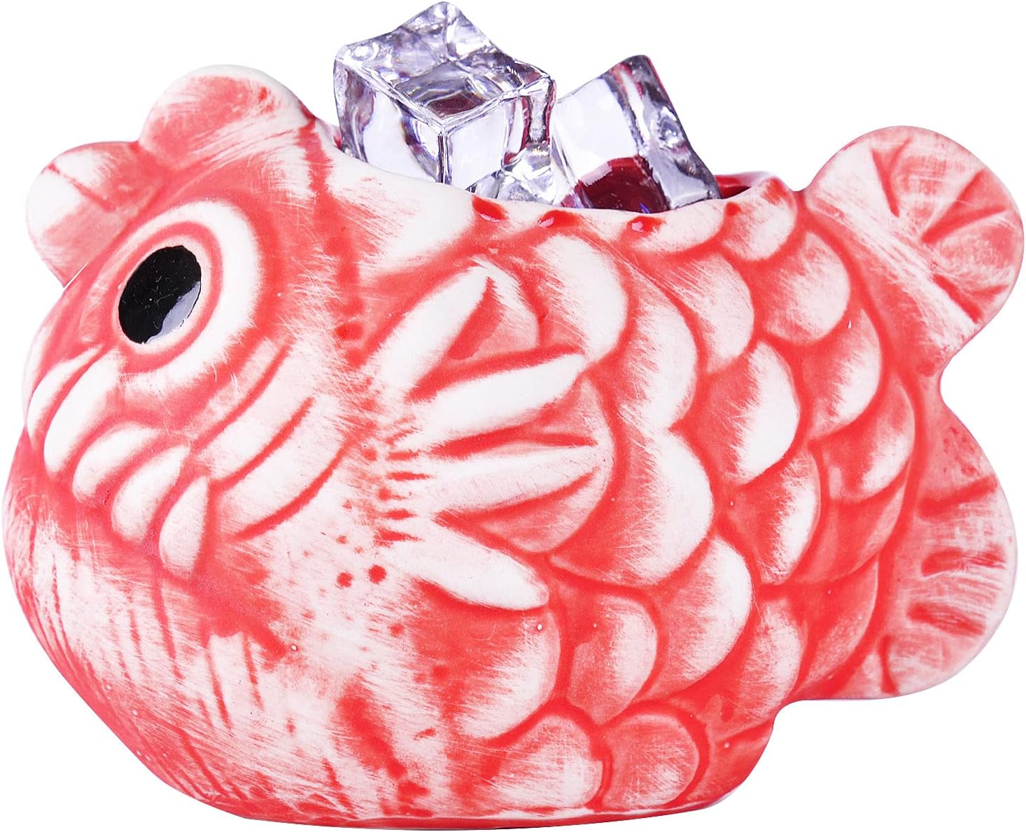 WHJY Creative Cocktail TIKI Mug Bar-Tiki Glass Hawaii Wine Red Light Fish Ceramic Cup Mug