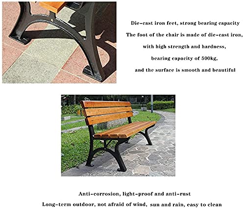 Outdoor Garden Bench,Outdoor Garden Patio Bench, Terrace Bench Park Garden Bench, Outdoor 2-3 Seater Courtyard Cast Iron Metal Seat (Teak 120cm (47in))