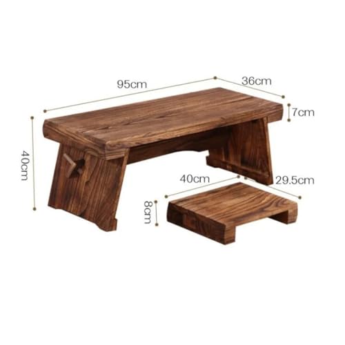 End Table, Old Style Low Table Chinese Style Bench, Tea Table Balcony Windowsill Cocktail Table Wooden Furniture,Side Table for Couch or Sofa(Size:Natural Color) (One Color Walnut Color)