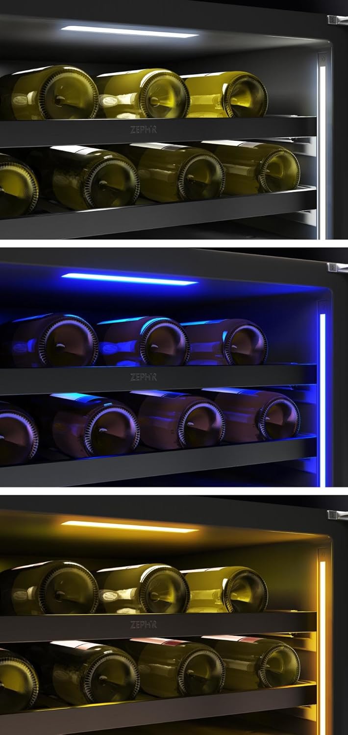 Zephyr PRW24C02C Presrv 24 Inch Wide 45 Bottle Capacity Built-In/Free Standing Dual Zone Wine Cooler with Vibration Dampening System - Stainless Steel