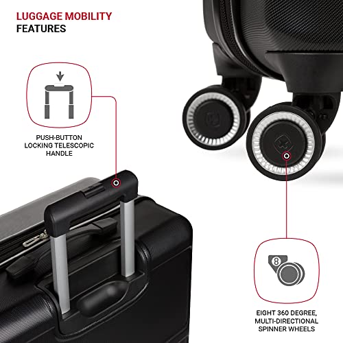 SwissGear 8090 Hardside Expandable Luggage with Spinner Wheels, Burgundy, Checked-Large 28-Inch