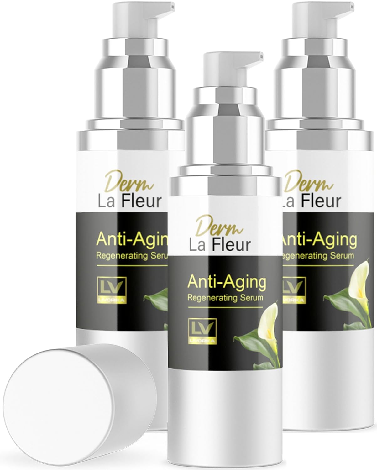 3 Pack - Derm La Fleur Anti- Aging Serum - Derm La Fleur Plus, Derm La Fleur Luxe 3 Bottles Serum For 3 Months, Derma Fleur Moisturizing Skin Conditioner.