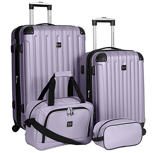 Travelers Club Midtown Hardside Luggage Travel, Bubble Gum, 4-Piece Set