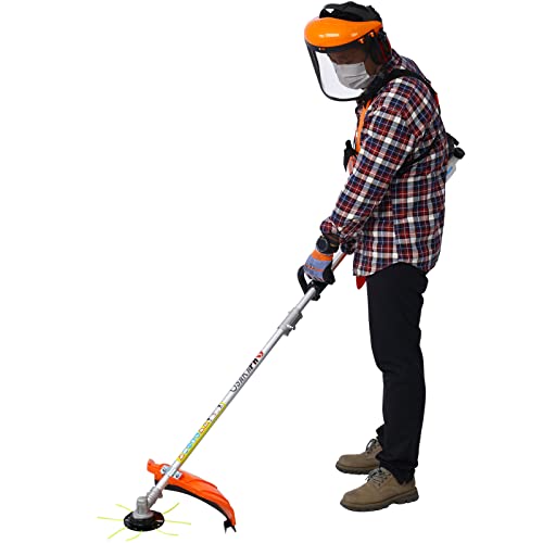 Backpack 4 in 1 Multi-Functional Trimming Tool, 52CC 2-Cycle Garden Tool System with Gas Pole Saw, Hedge Trimmer, Grass Trimmer, and Brush Cutter EPA Compliant