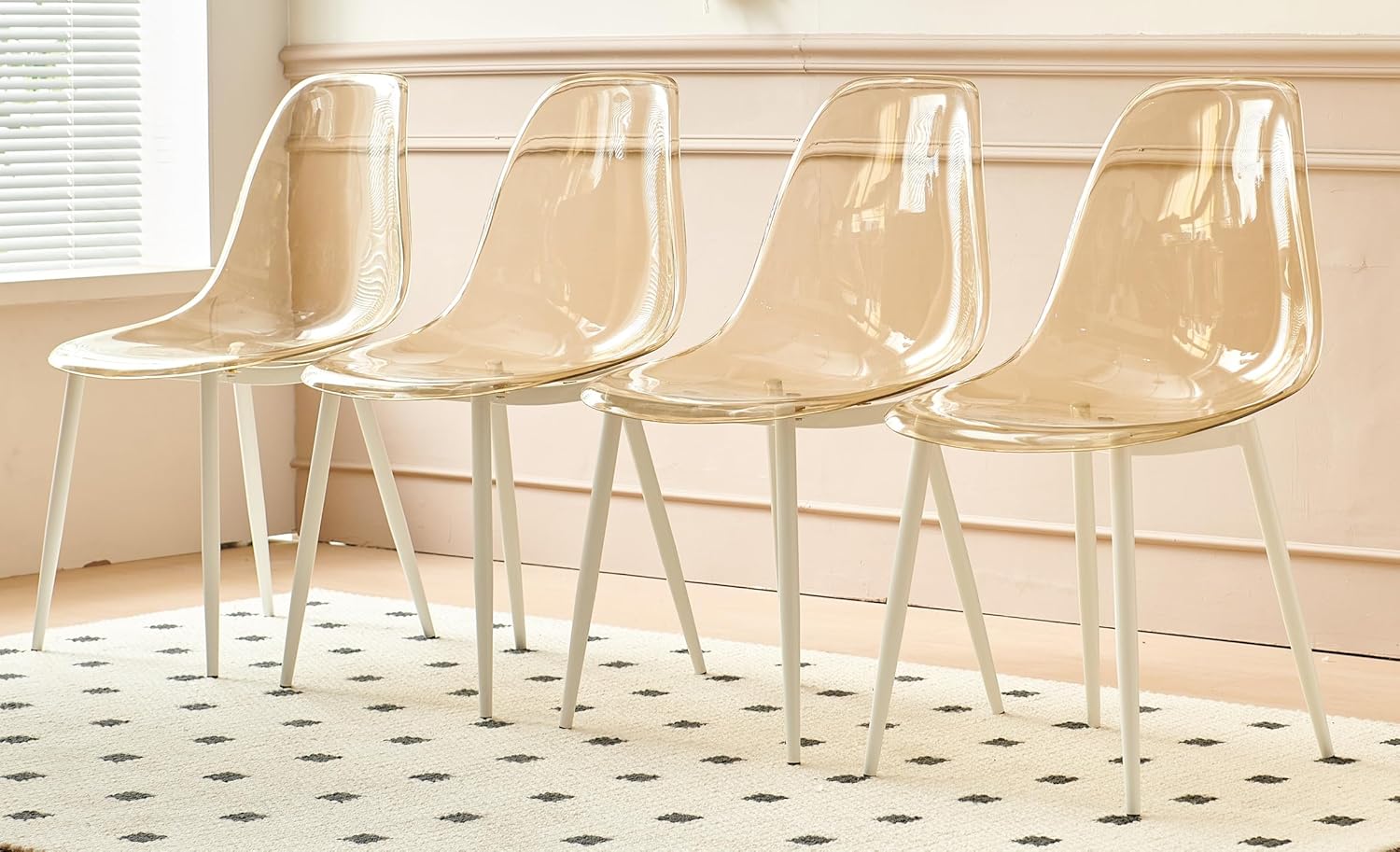 1+4, 5-Piece Dining Set, Mid-Century Brown Dining Table with Metal Legs and MDF Top, Seats 4-6 People