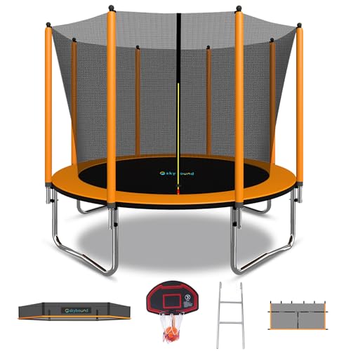 SkyBound 10ft 12ft 14ft 15ft 16ft Trampoline with Enclosure Net, Large Trampoline for Kids and Adults - ASTM Approved - Heavy Duty Recreational Trampolines - Outdoor Trampoline for Kids - Outdoor Fun