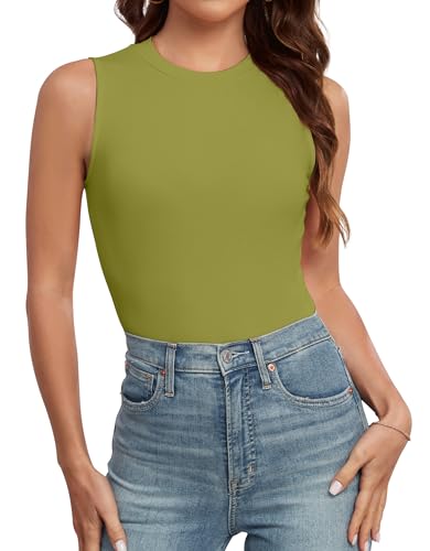 AUHEGN Tank Tops for Women Summer Sleeveless Racerback Casual Basic Ribbed Slim Fitted Shirts