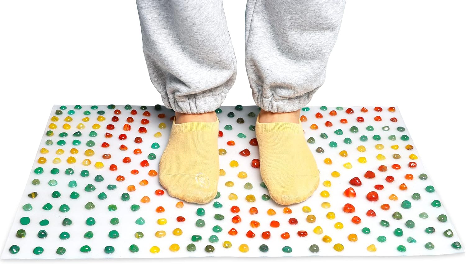 BYRIVER Rock Stone Foot Massage Mat Rug, Acupressure Reflexology Acupuncture Mat, Stress Anxiety Pain Relief Foot Massager, Improve Blood Circulation, Gift for Men Women Mom Dad 15.7