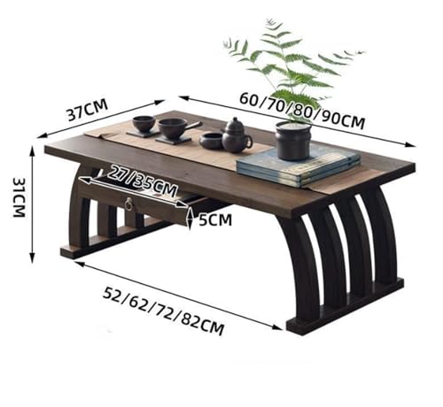 Japanese Coffee Table Small End Table,Vintage Tea Table Low Table for Sitting on The Floor,Center Table Living Room Tatami Table for Bedroom Home,70cm/27.6in