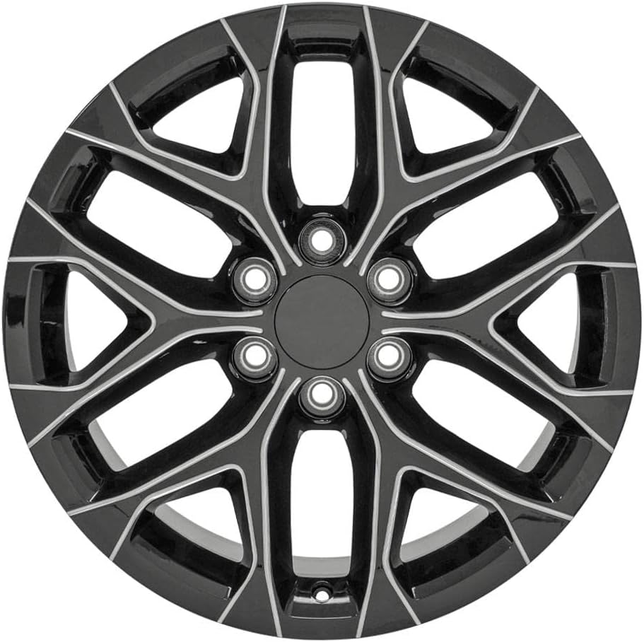 OE Wheels LLC 20 inch Rim Fits 6x139.7 Silverado Suburban Tahoe Sierra Yukon Escalade CV98B 20x9 Black with Milled Edge Wheels Hollander: 5668