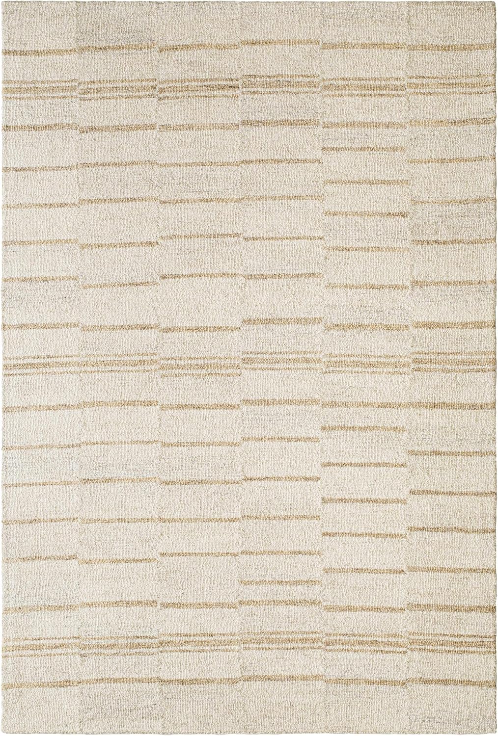 Hauteloom Abbatha Wool Living Room, Bedroom Area Rug - Bohemian, Transitional - Beige, Tan - 5' x 7'6