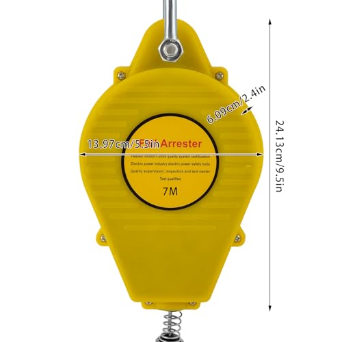 23ft Self Retracting Lifeline 330lbs Fall Arrester Fall Protection Dual Swivels Alloy Steel Hook Flame Retardant Steel Wire Rope, Green