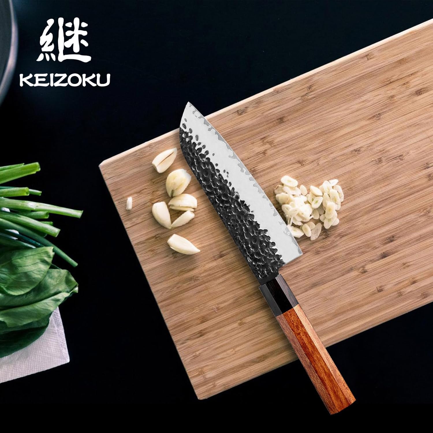 Gyuto Santoku Knife, Japanese Chefs Knife 7 Inch, Ultra Sharp 3 Layers 9CR18MOV High Carbon Steel Kitchen Knives, Professional Hand Hammered Sushi Knife (7 Inch Santoku Chef Knife)
