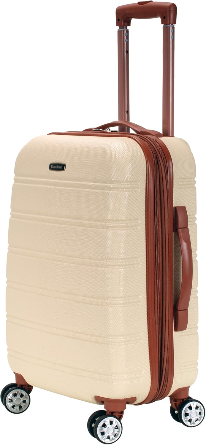 Rockland Melbourne Hardside Expandable Spinner Wheel Luggage, WHITE, Carry-On 20