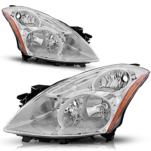 AUTOSAVER88 Headlights Assembly Compatible with 2010 2011 2012 Altima 4-Door Sedan Headlamp Replacement Chrome Housing Clear Lens Amber Reflector Pair (Passenger and Driver Side)
