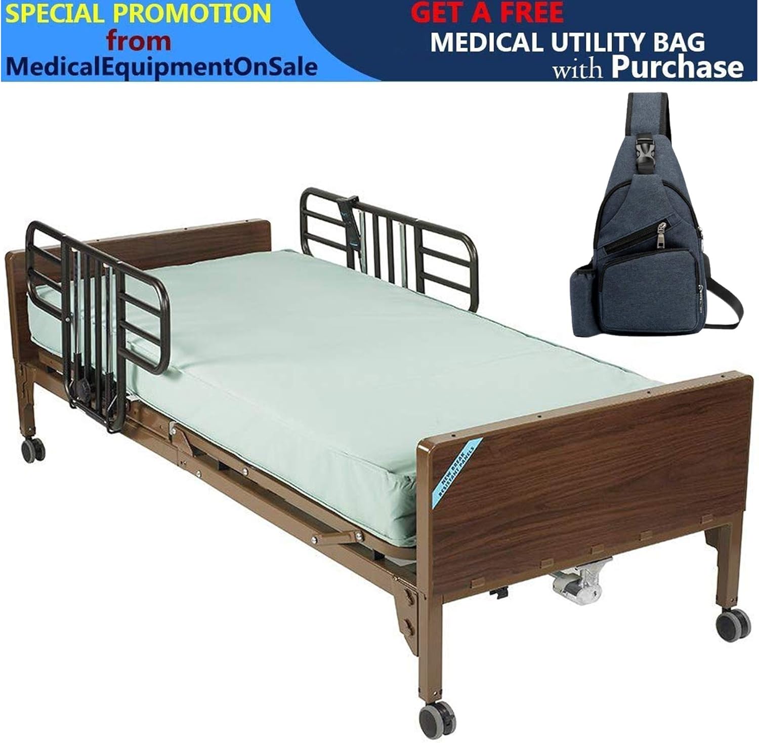 Drive Delta Ultra Light Semi Electric Hospital Bed with Half Rails and 80