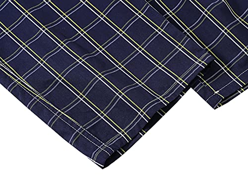 MoFiz Mens Cotton Pajama Pants Lightweight Lounge Sleep Plaid Bottoms with Pockets Drawstring