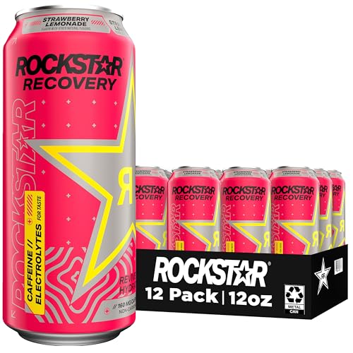 Rockstar Energy Drink with Caffeine Taurine and Electrolytes, Recovery Orange, 16 Fl Oz (Pack of 12)