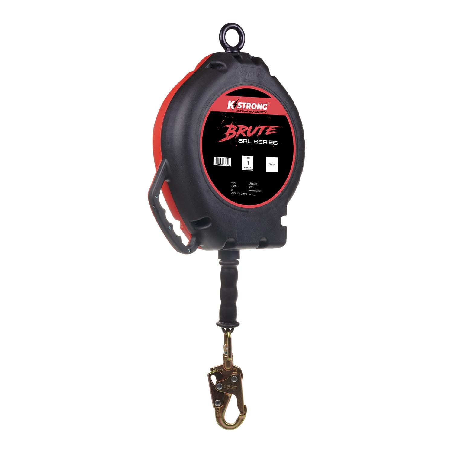 UFS310090 Brute Self-Retracting Lifeline Galvanized Steel Wire SRL Cable with Swivel Snap Hook, Built-in Handle, Includes Installation Carabiner and Tagline, ANSI Compliant, 90-Ft