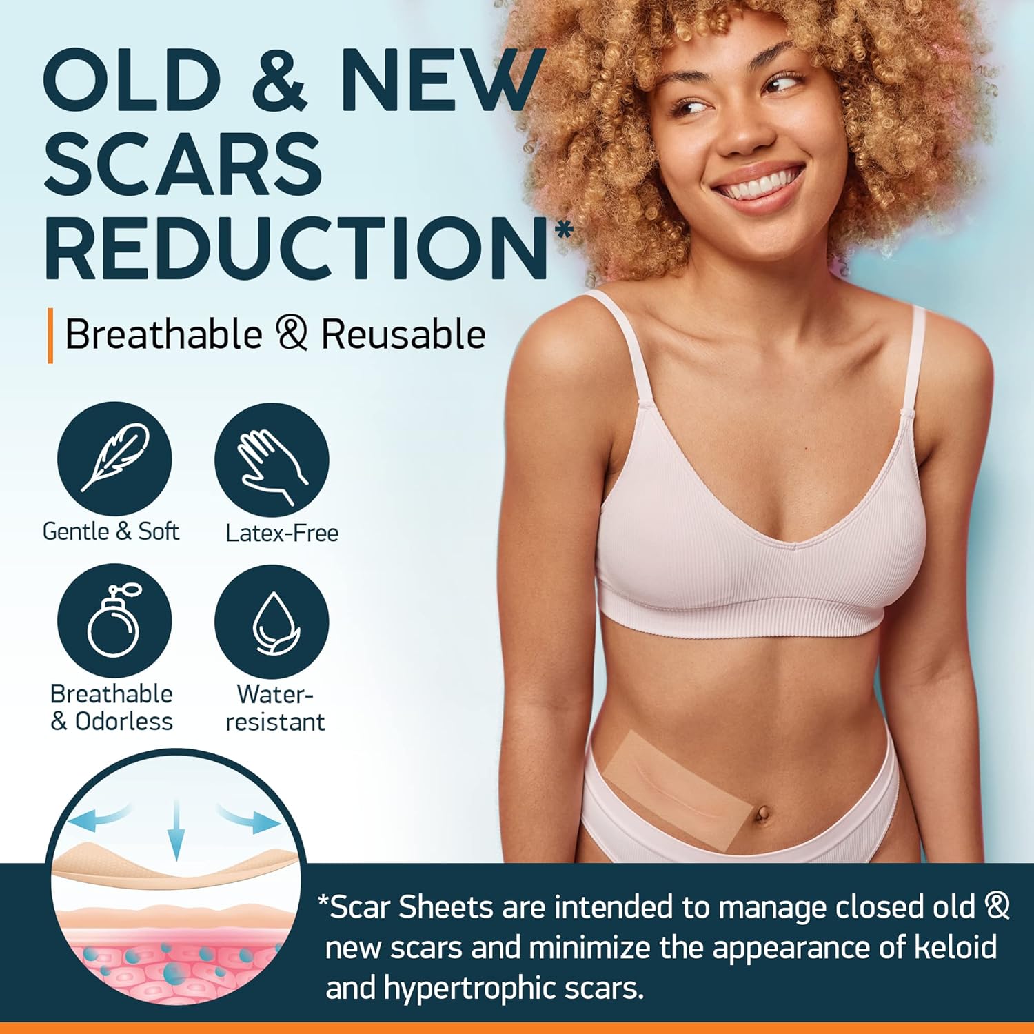 NUVADERMIS Silicone Scar Sheets & Scar Cream Gel - C-Section, Tummy Tuck, Keloid, Acne Removal Treatment - Advanced Post Surgery Supplies - Scars Removal Treatment