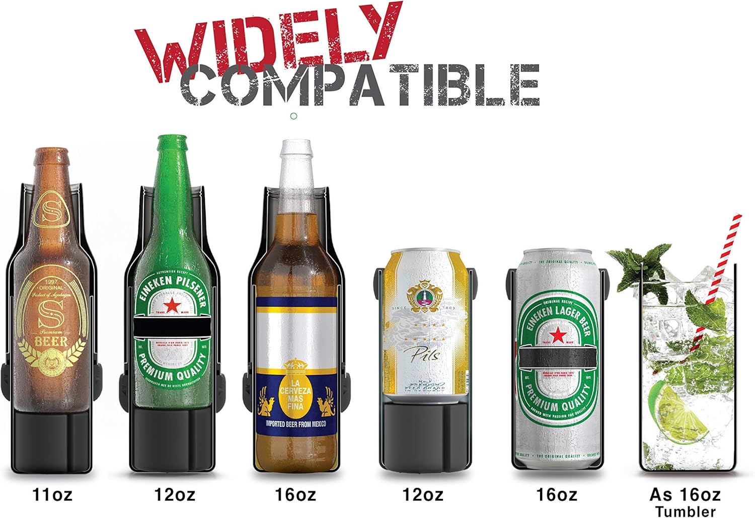 4 in 1 Insulated Bottle & Slim Can Cooler for Beer, Perfect for 11oz, 12oz & 16oz Cans & Beer Bottles - Patent Pending Stainless Steel Insulated Can Cooler Design That Keeps Drinks Cold for X Hours