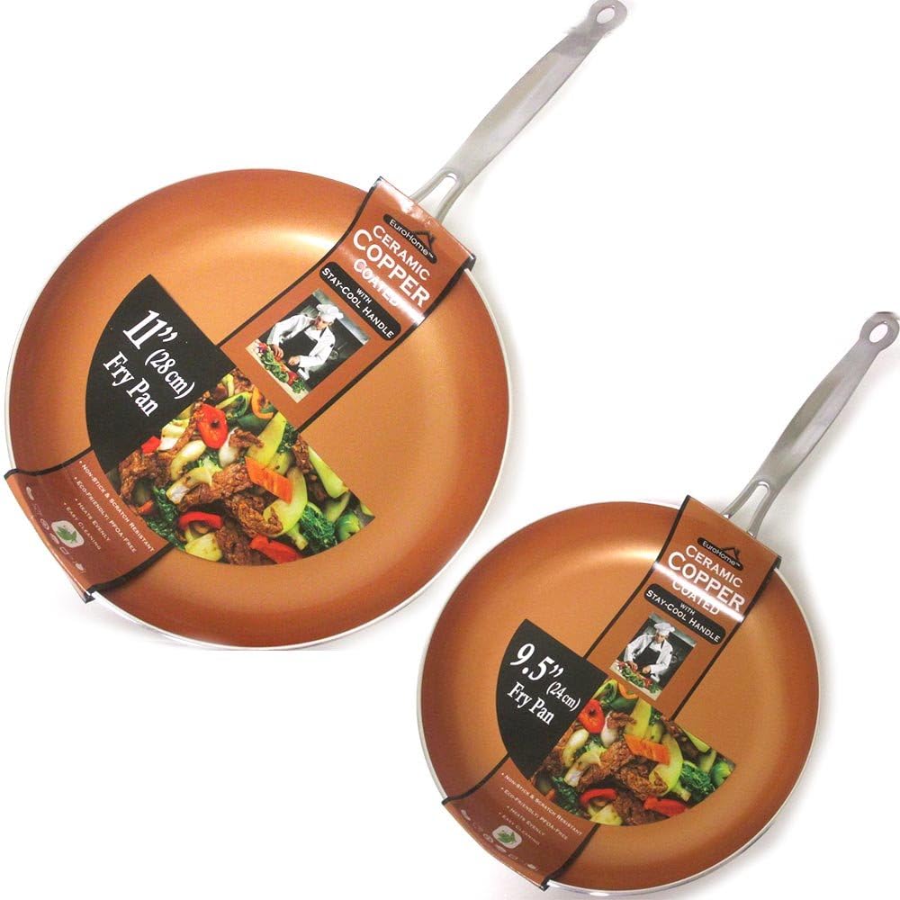 3 Ceramic Copper Coated Non Stick Fry Pan Set Eco PFOA free Cookware 8