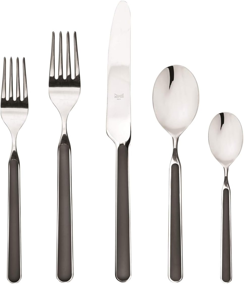 MEPRA 10N622005 Place Fantasia Flatware Set, Black - 5 Piece
