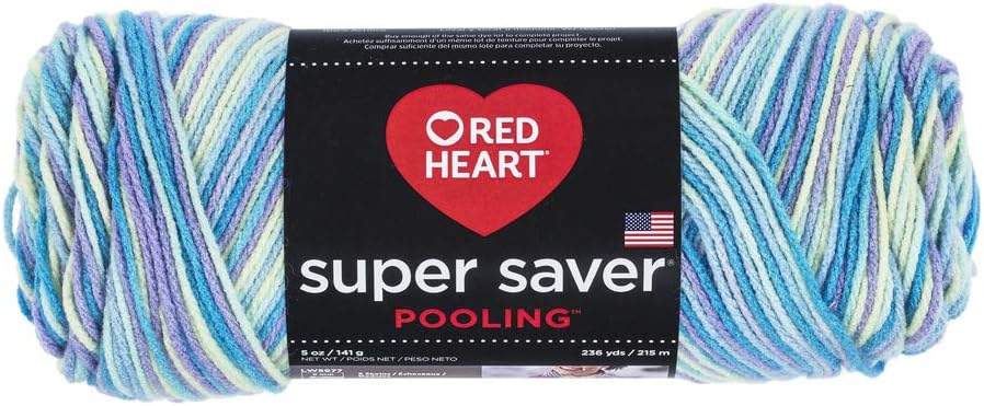 RED HEART Super Saver Yarn, Pooling - Stillwater, 9.5 x 3.5 x 3.5