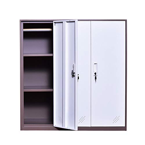 mecolor 3 Door Metal Office Storage Locker,Steel Office Phone Bag Storge Locker with Lock and Shelves,Living Room Shoes Cabinet(3D)