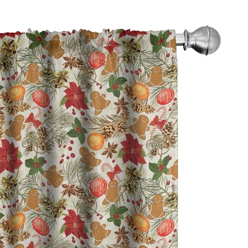 Ambesonne Indie Window Curtains, Retro Mustache Pattern in Colorful Design Curly Shapes Old Fashioned Print, Lightweight Decor 2-Panel Set with Rod Pocket, Pair of - 28