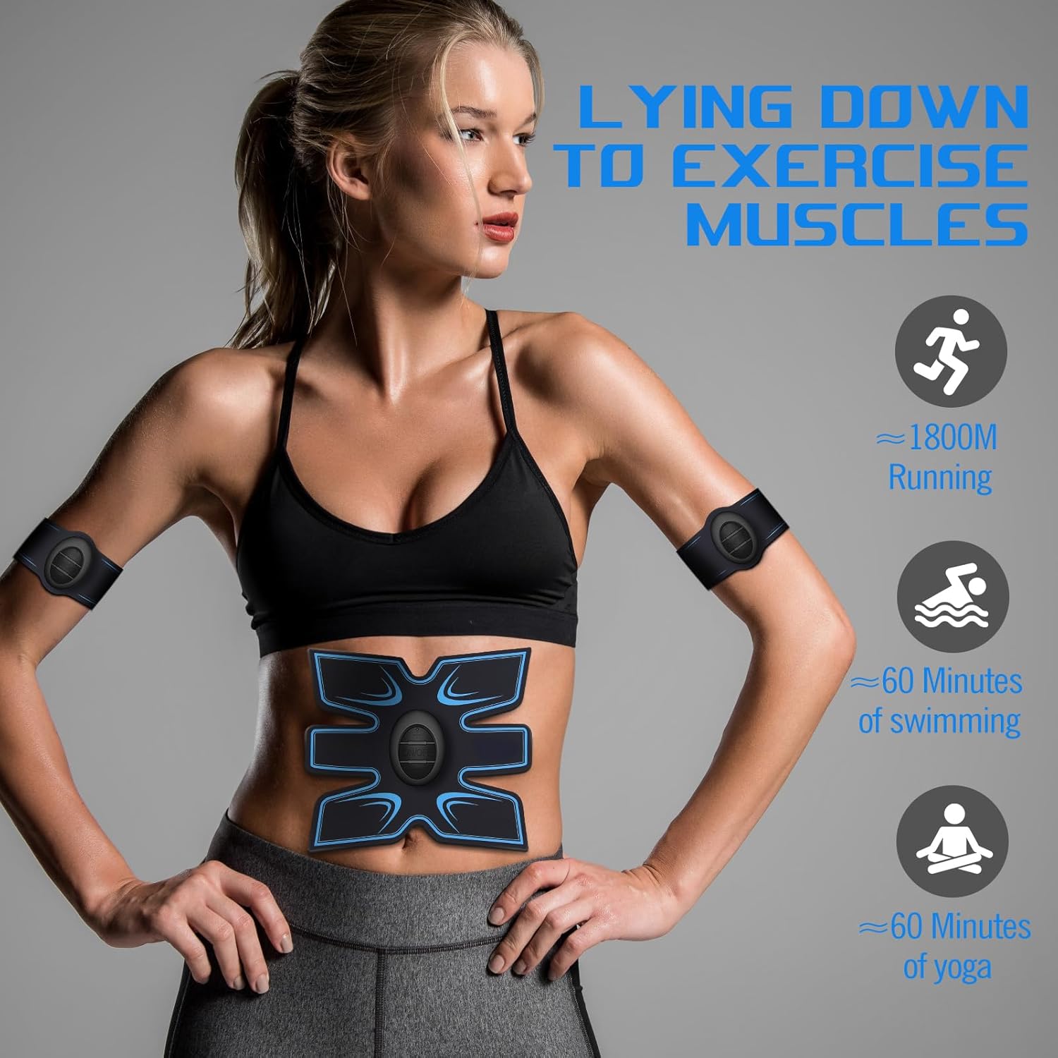 OSITO Muscle Trainer Intelligent Abs Stimulator Abdominal with 10 Extra Gel Pads, Abs Muscle Training Gear Muscle Toner for Men Women Portable Fitness Workout Home Equipment