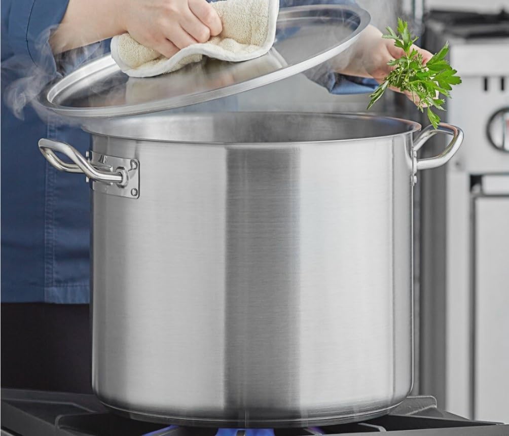 Soro Essentials- 32 qt. Stainless Steel Stock Pot with Lid- Heavy Duty Induction Ready Large Stock Pot Stew Pot Simmering Pot Soup Pot with Encapsulated Base and Oven Safe
